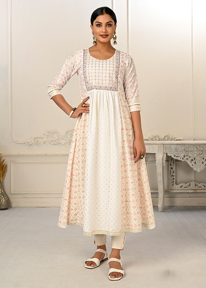 Off White Readymade Cotton Kurti