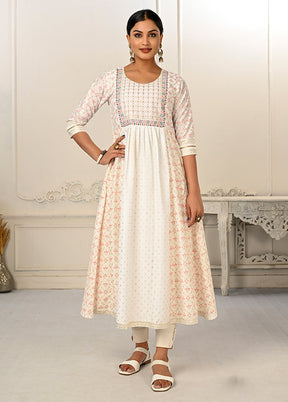 Off White Readymade Cotton Kurti