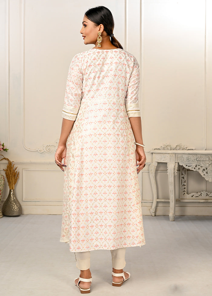 Off White Readymade Cotton Kurti