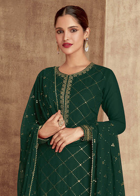 3 Pc Green Unstitched Georgette Suit Set