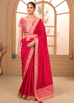 Pink Spun Silk Saree With Blouse Piece