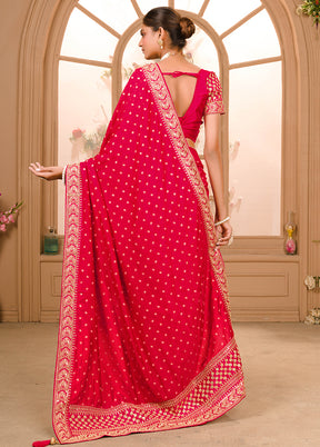 Pink Spun Silk Saree With Blouse Piece