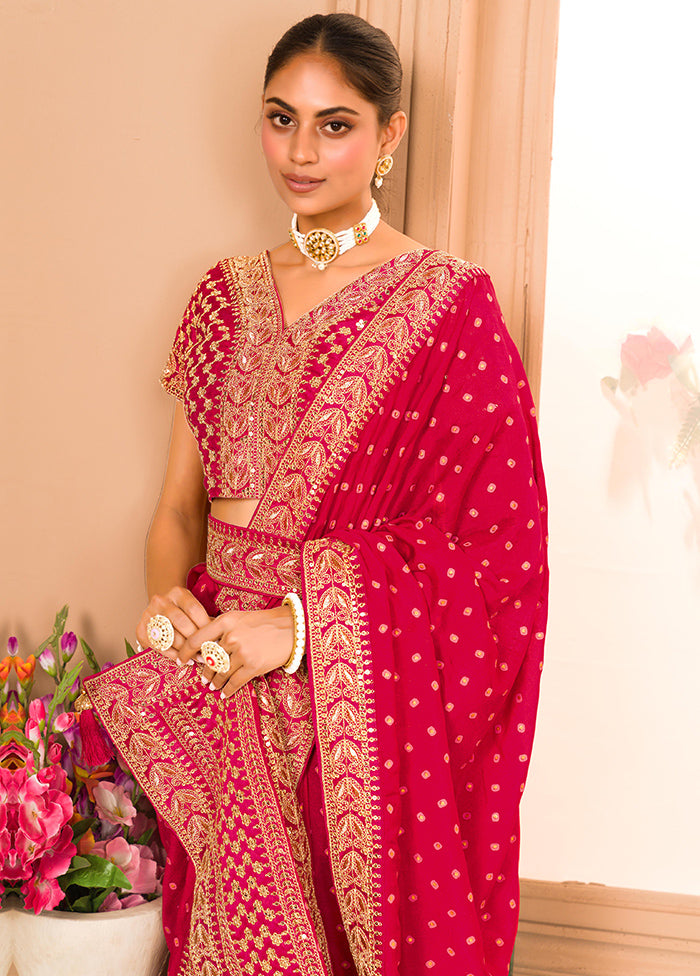 Pink Spun Silk Saree With Blouse Piece