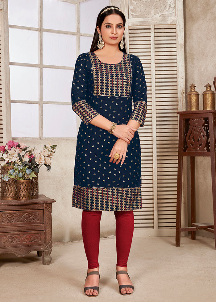 Blue Readymade Rayon Kurti