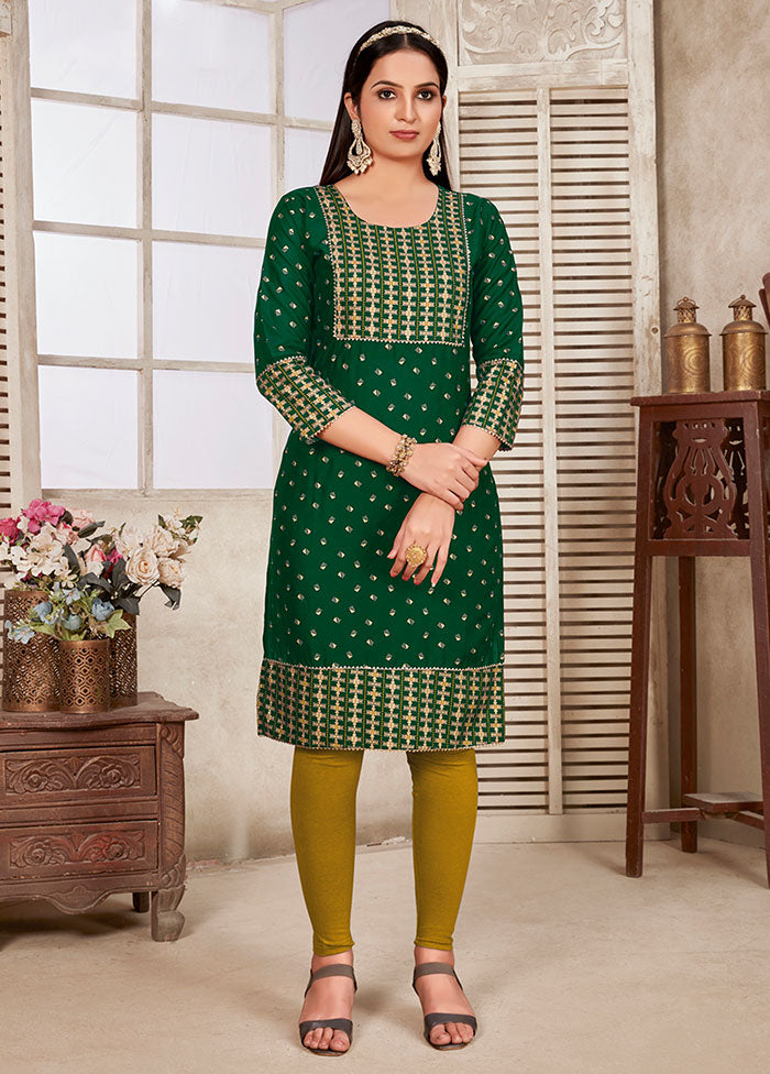 Green Readymade Rayon Kurti