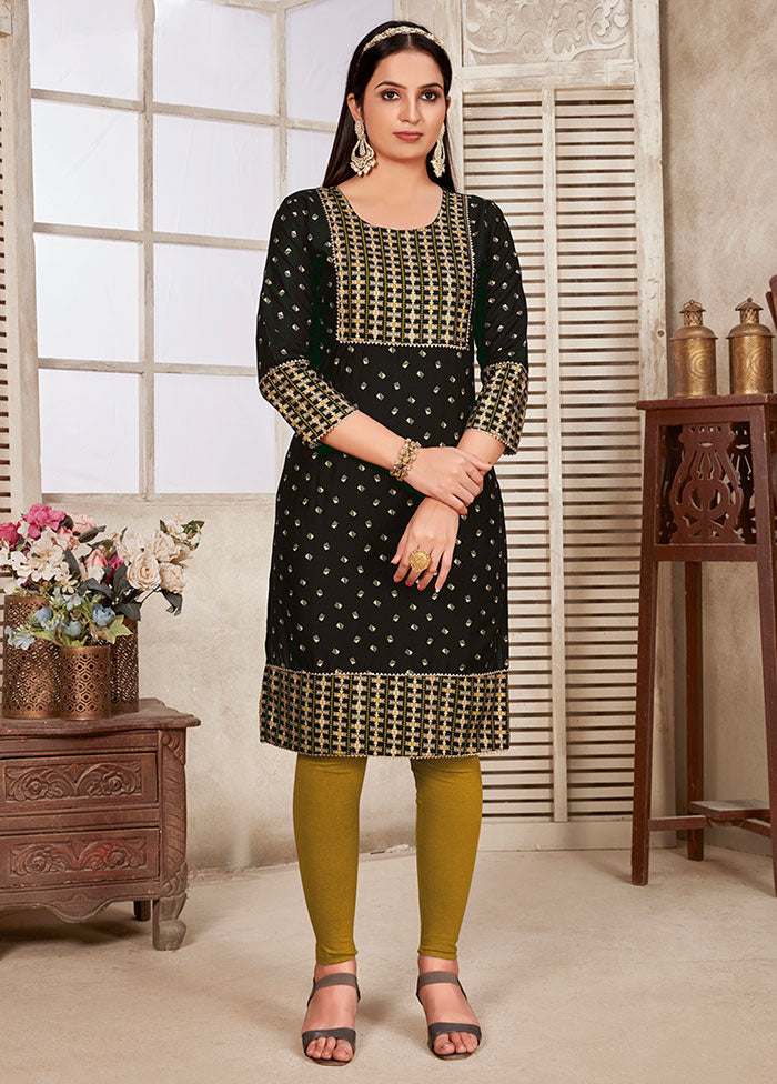 Black Readymade Rayon Kurti