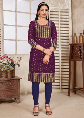 Wine Readymade Rayon Kurti