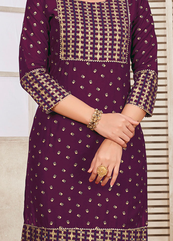 Wine Readymade Rayon Kurti