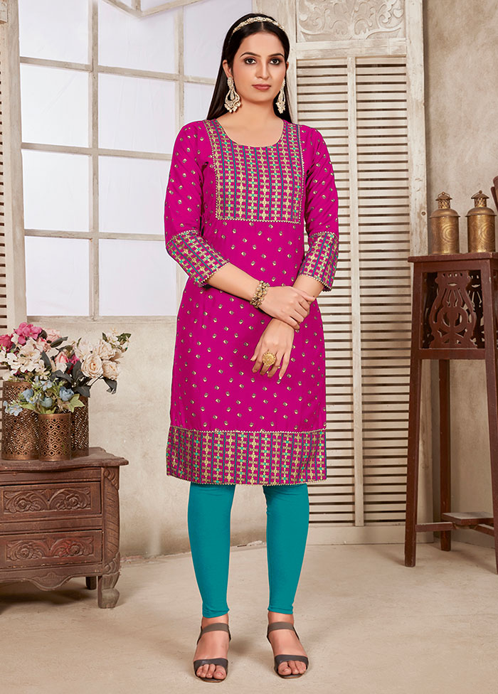 Pink Readymade Rayon Kurti