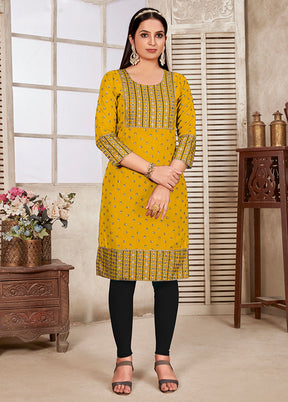 Yellow Readymade Rayon Kurti