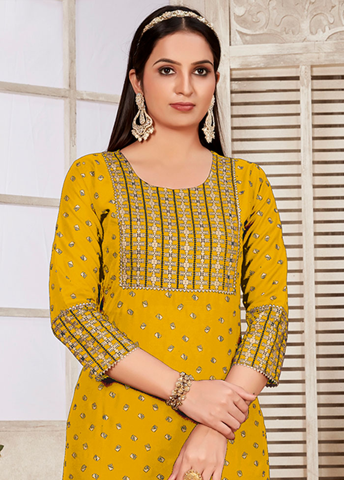 Yellow Readymade Rayon Kurti