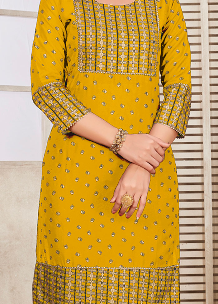 Yellow Readymade Rayon Kurti