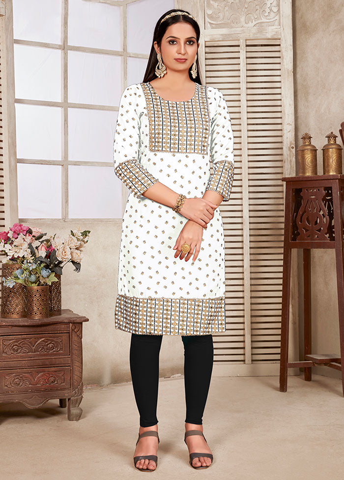 White Readymade Rayon Kurti