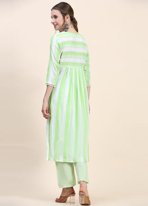 2 Pc Green Readymade Cotton Kurti Set