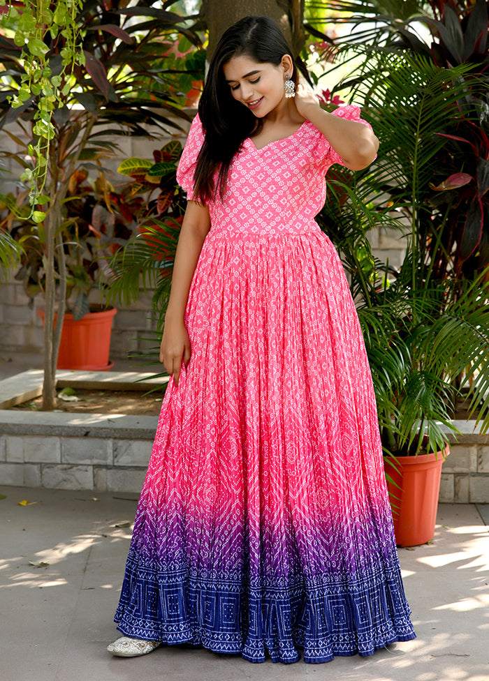 Pink Readymade Silk Indian Dress