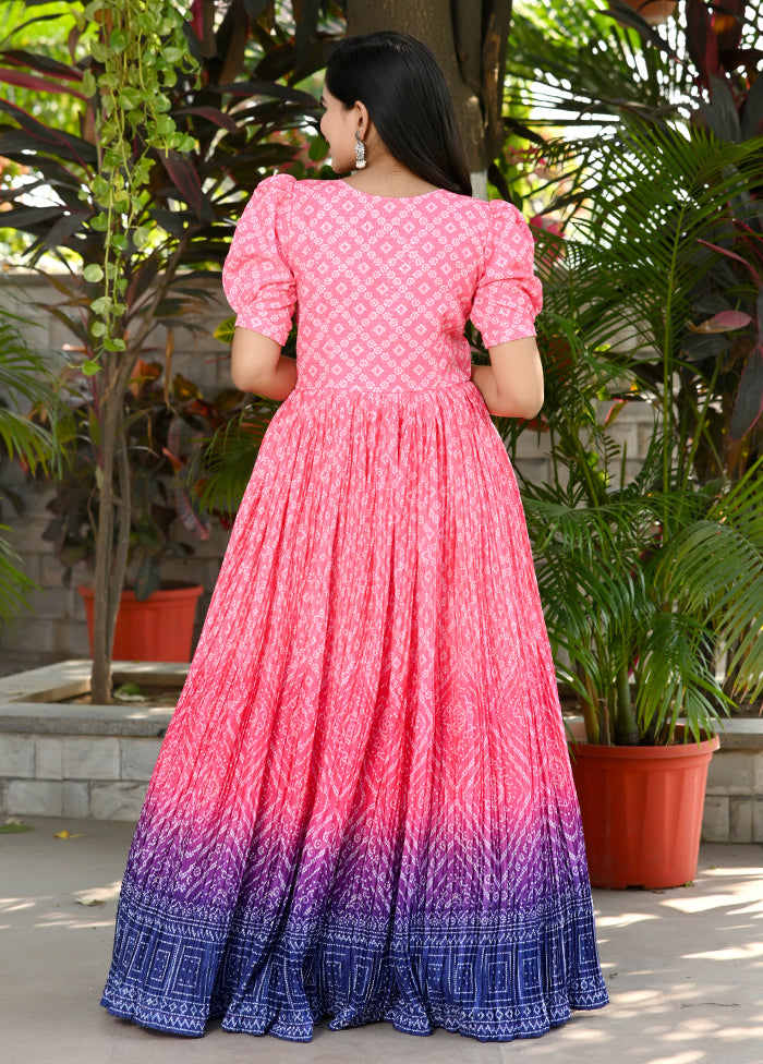 Pink Readymade Silk Indian Dress