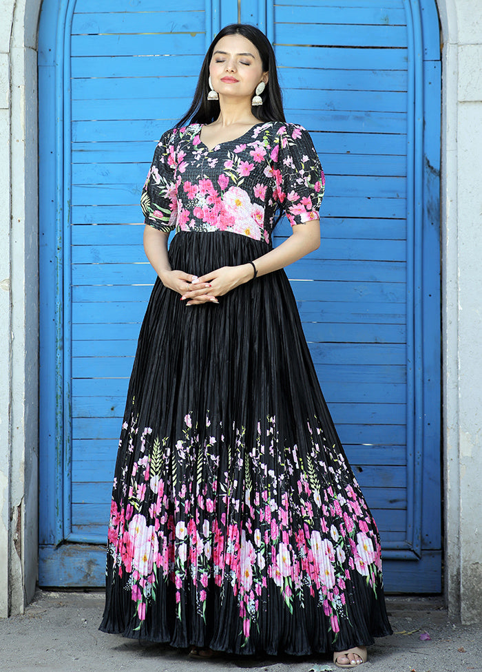 Black Readymade Silk Indian Dress