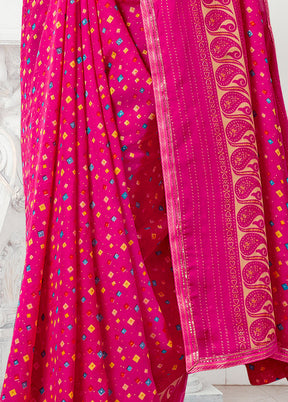 Magenta Spun Silk Saree With Blouse Piece