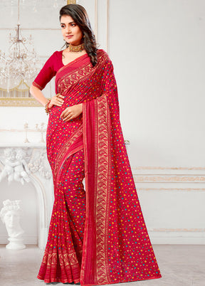 Pink Spun Silk Saree With Blouse Piece