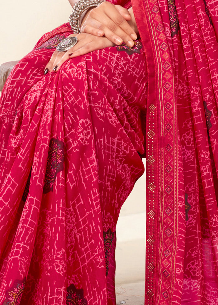 Magenta Georgette Saree With Blouse Piece