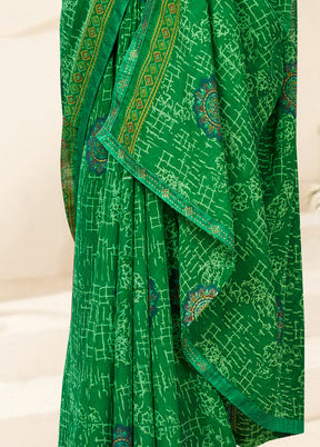 Green Georgette Saree With Blouse Piece