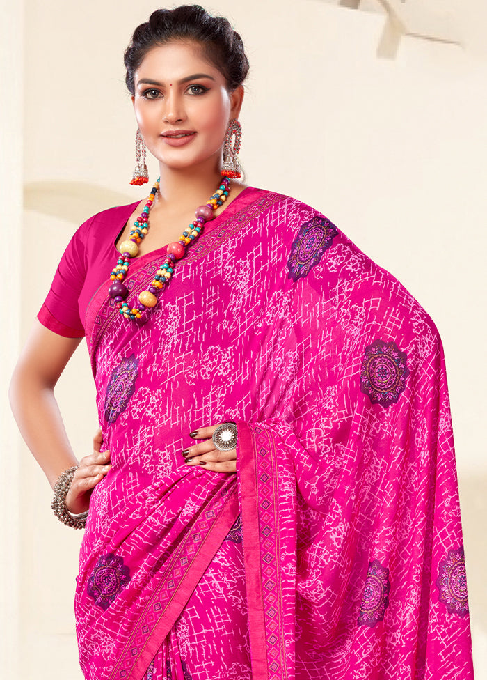 Pink Georgette Saree With Blouse Piece