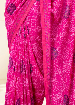 Pink Georgette Saree With Blouse Piece