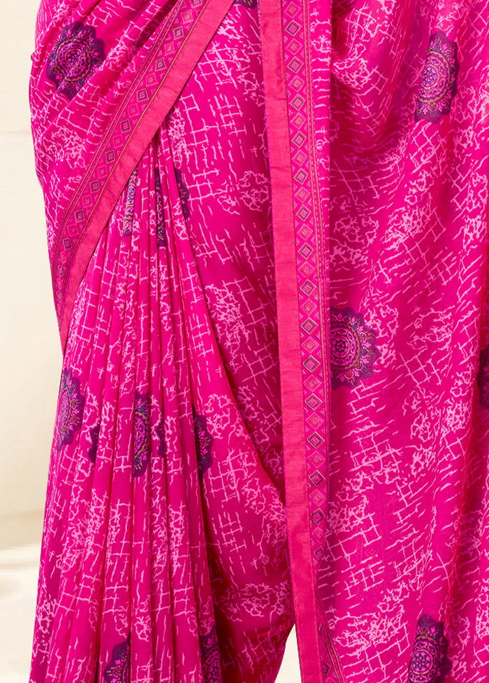 Pink Georgette Saree With Blouse Piece