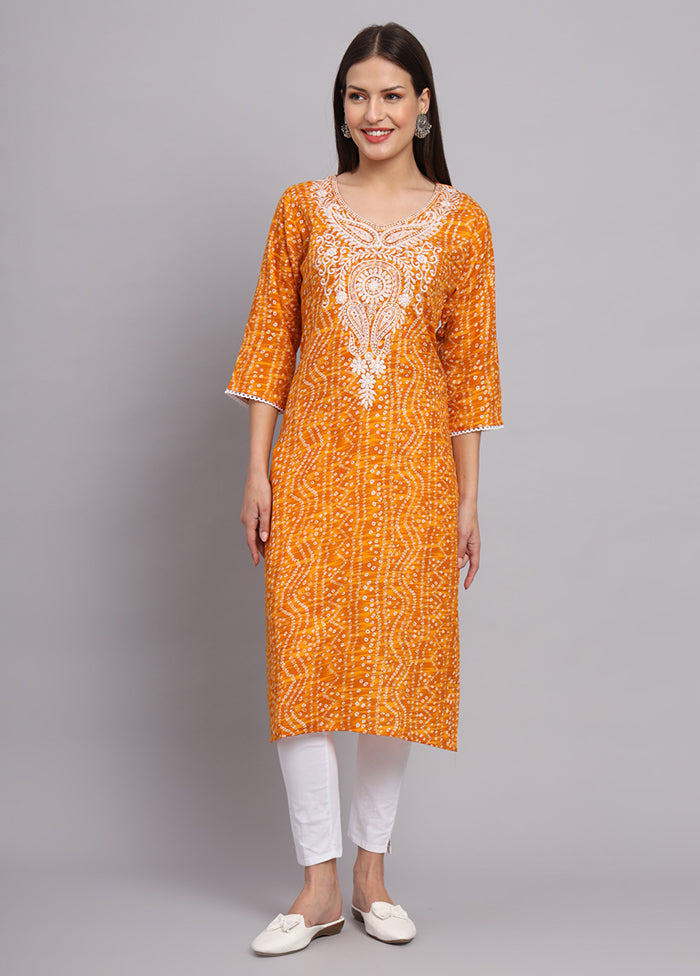 Yellow Readymade Cotton Kurti