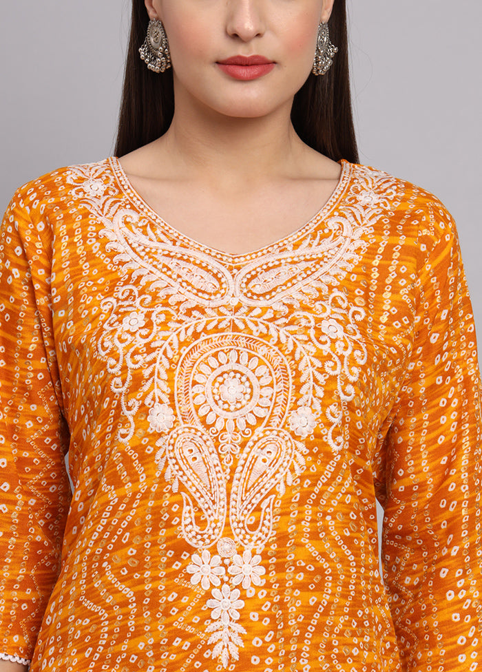 Yellow Readymade Cotton Kurti