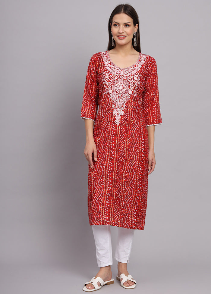 Red Readymade Cotton Kurti