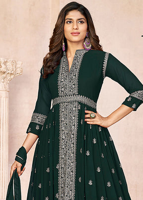 3 Pc Green Unstitched Georgette Suit Set