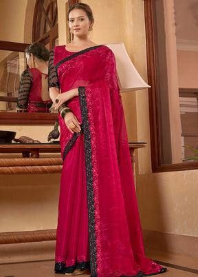 Maroon Chiffon Silk Saree With Blouse Piece