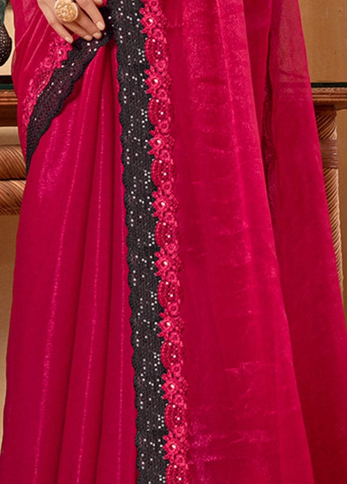 Maroon Chiffon Silk Saree With Blouse Piece