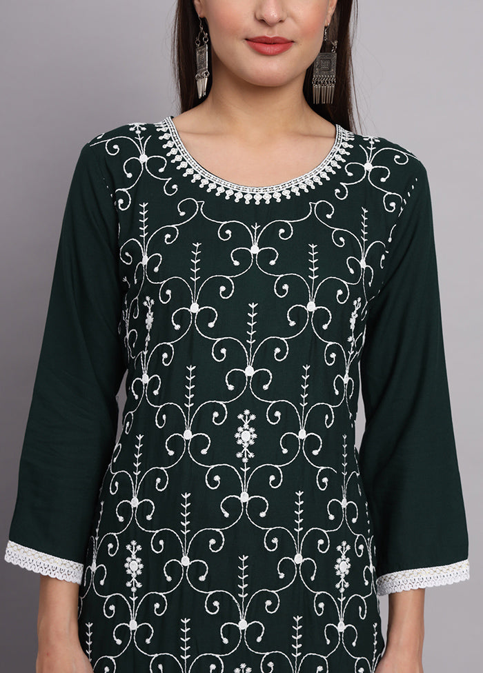 Green Readymade Rayon Kurti