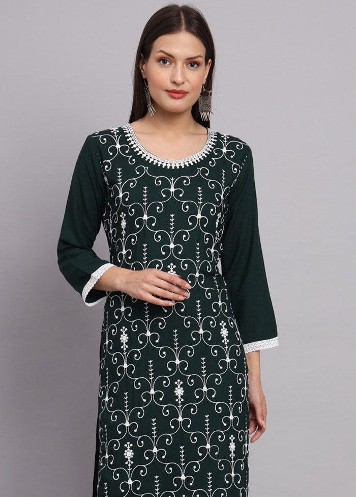 Green Readymade Rayon Kurti