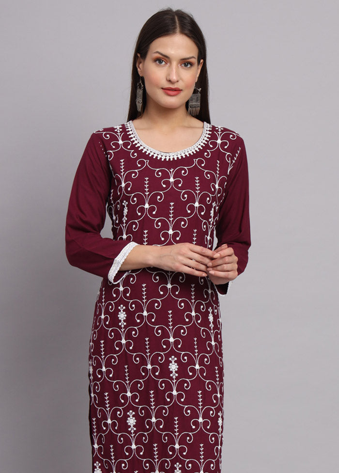 Maroon Readymade Rayon Kurti