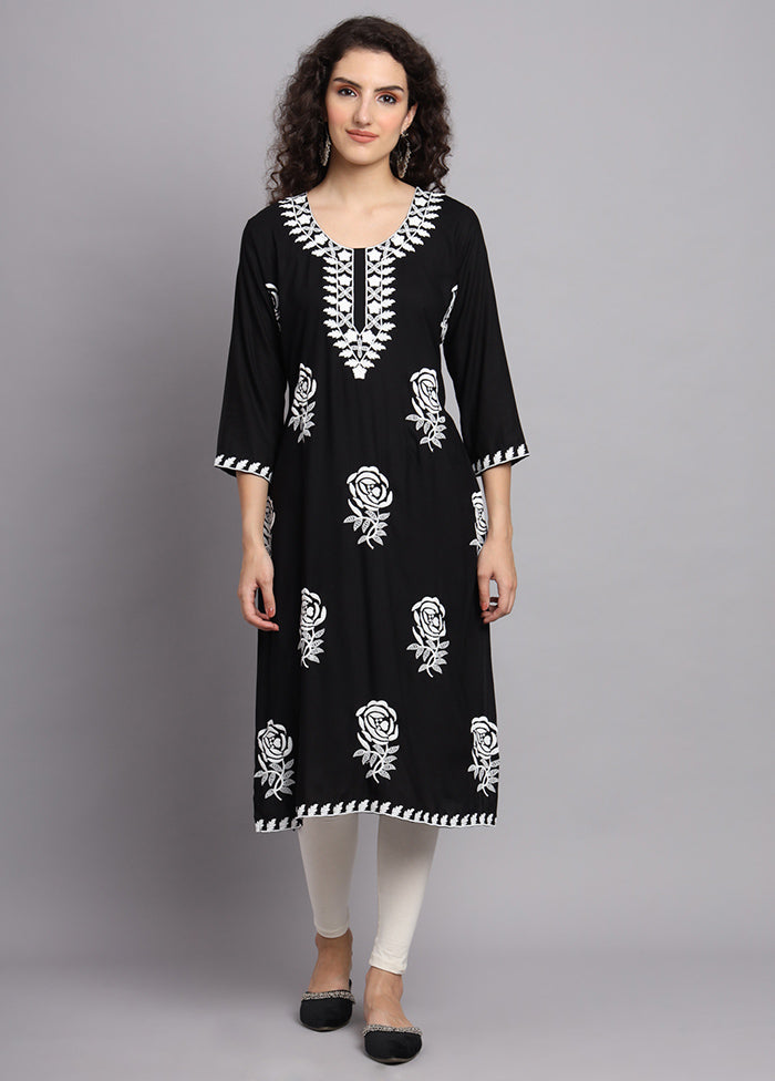 Black Readymade Rayon Kurti