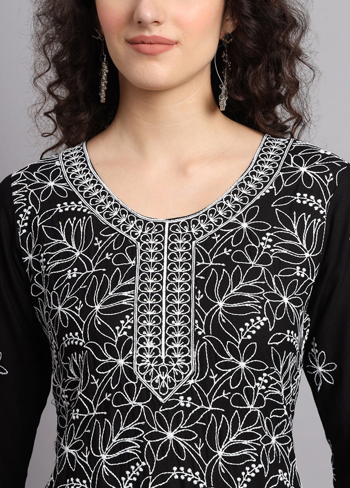 Black Readymade Rayon Kurti