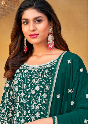 3 Pc Green Unstitched Georgette Suit Set