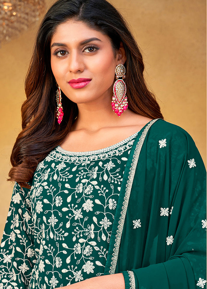 3 Pc Green Unstitched Georgette Suit Set