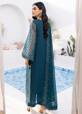 3 Pc Aqua Unstitched Net Suit Set