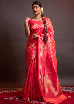 Pink Dupion Silk Saree With Blouse Piece