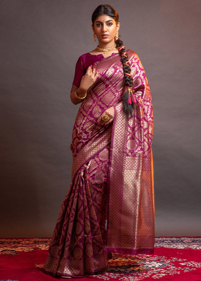 Purple Dupion Silk Saree With Blouse Piece