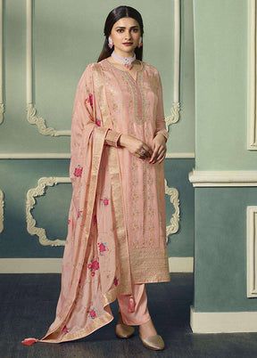 3 Pc Peach Unstitched Viscose Suit Set