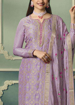 3 Pc Voilet Unstitched Viscose Suit Set