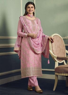 3 Pc Pink Unstitched Viscose Suit Set