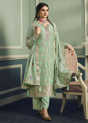 3 Pc Green Unstitched Viscose Suit Set