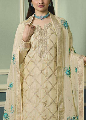 3 Pc Beige Unstitched Viscose Suit Set