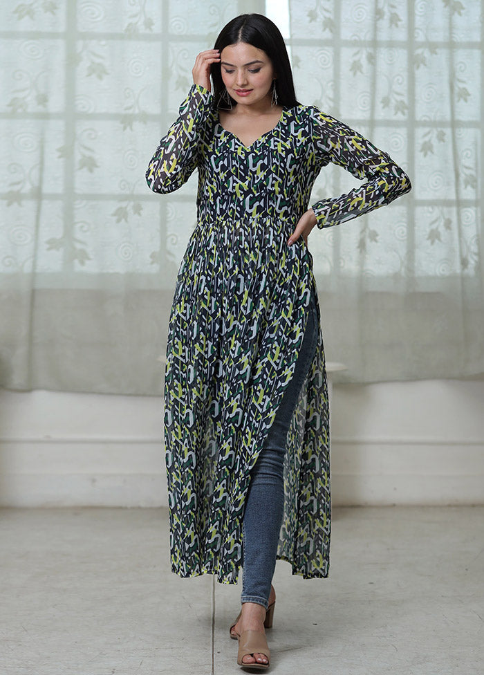 Black Readymade Georgette Kurti